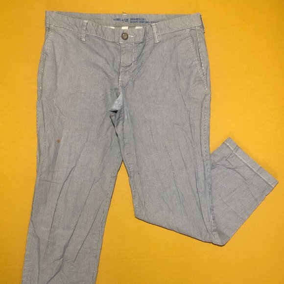 Khakis by Gap Womens 8R Gray White Striped Chino Skinny Leg Boyfriend EUC Pants - Picture 1 of 7